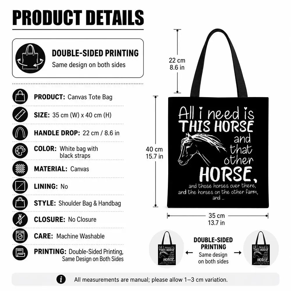Animal Horses and Dog Heart Graphics Fashion Storage Bags Storage Bag Canvas Tote Bag Foldable Reusable Shopping gifts commuting
