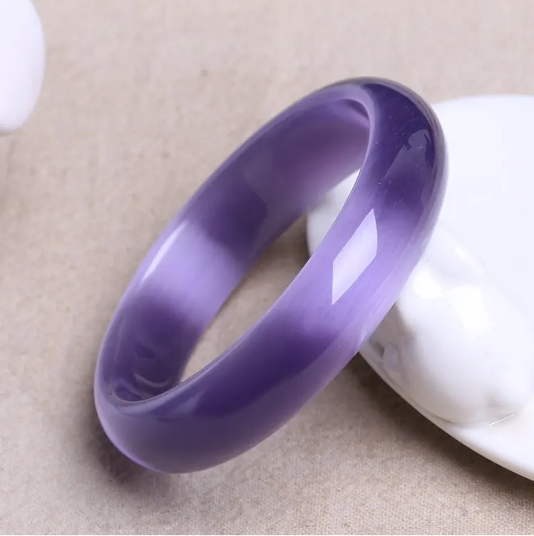 

Purple Cat Eye Bangles Bracelet Women Healing Gemstone Fine Jewelry Genuine Cat Eye Crystal Stone Bangles Girlfriend Mom Gifts