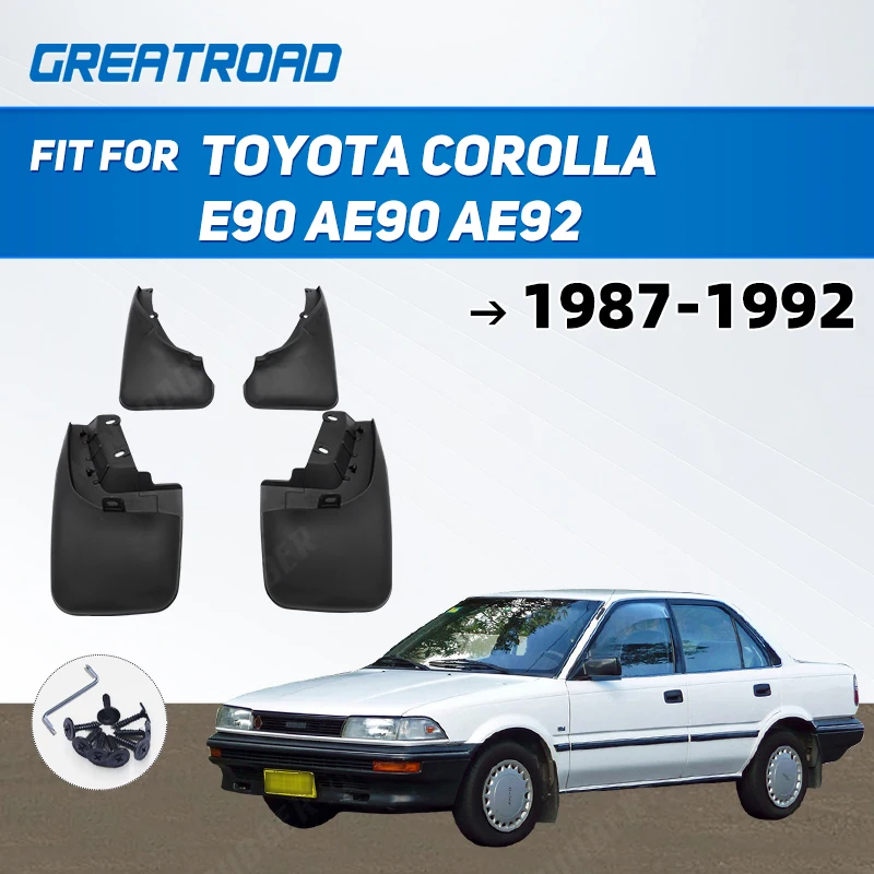 4pc Molded Mud Flaps Flap For Toyota Corolla E90 AE90 AE92 1987 - 1992  Splash Guards Mudguards 1988 1989 1990 1991