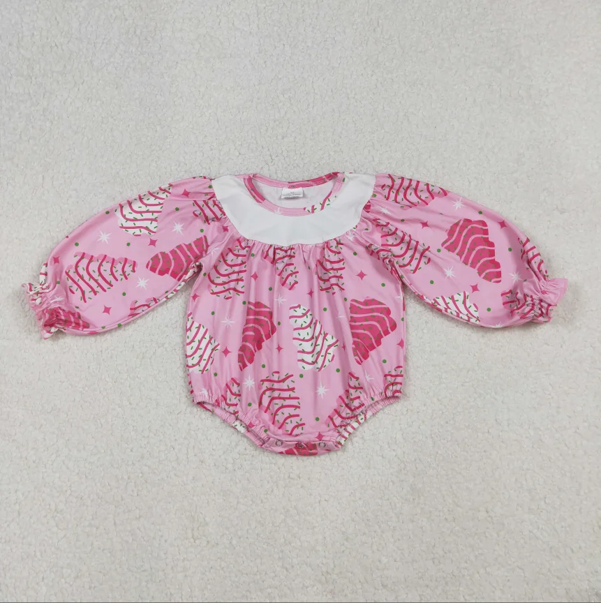 

Праздничный комбинезон с длинными рукавами для девочек LR2333 Debbie Cake, розовый рождественский комбинезон с пузырьками для маленьких девочек