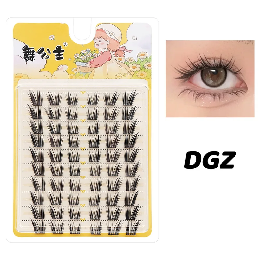 10Rows Natural Fairy Lash Clusters D Curl Wispy Anime Individual Lashes Wet-Look Invisible Lash Band Manga Eyelash Clusters