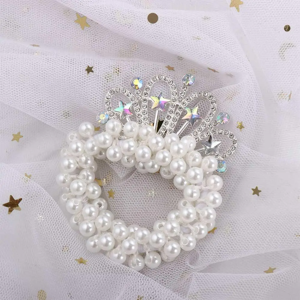 

Luxury Japanese Princess Rhinestone Sweet Elegant Children's Headdress Korean Style Hair Rope Pearl Crown Hair Rope