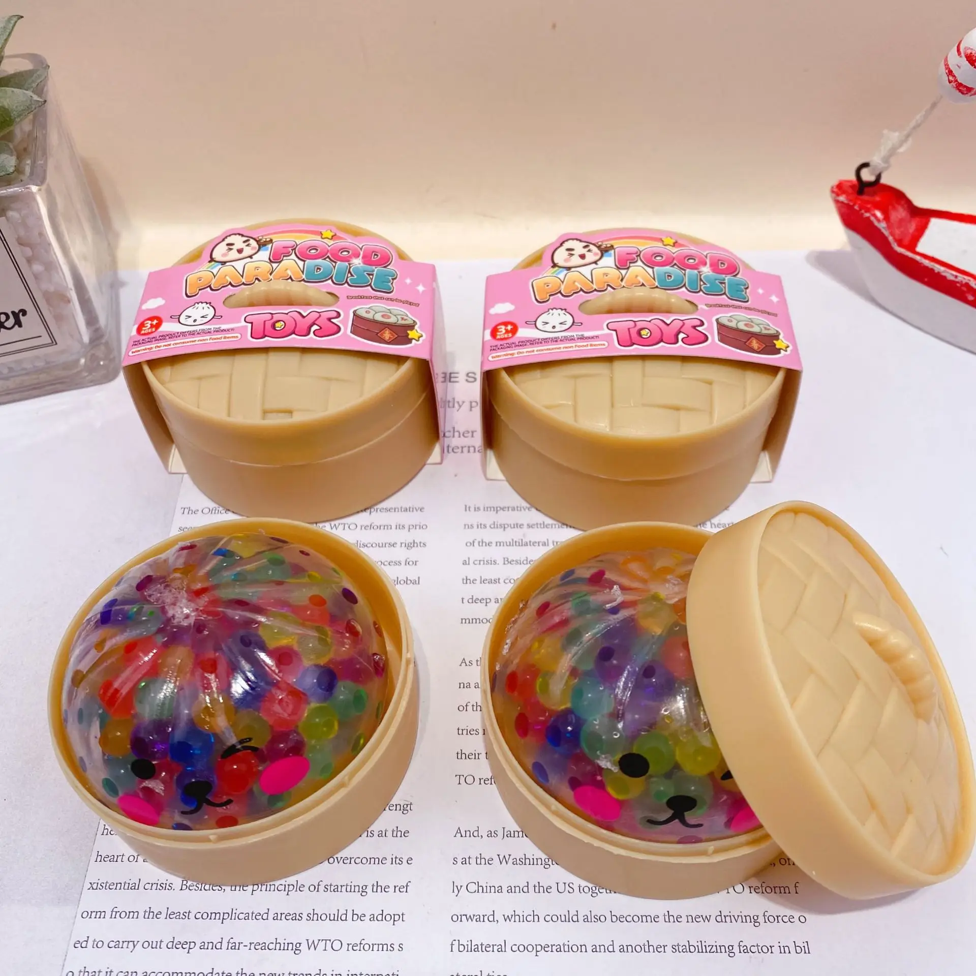 Creative color bean expression Bao zi shape slow rebound knead cute simulation food play knead children's decompression toys