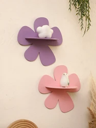 1Pc Flower Wall Shelf,Kids Room Storage Rack,Pink and Purple Flower Floating Wall Shelf, Wall Hanging , Cute Floral Wall Decor