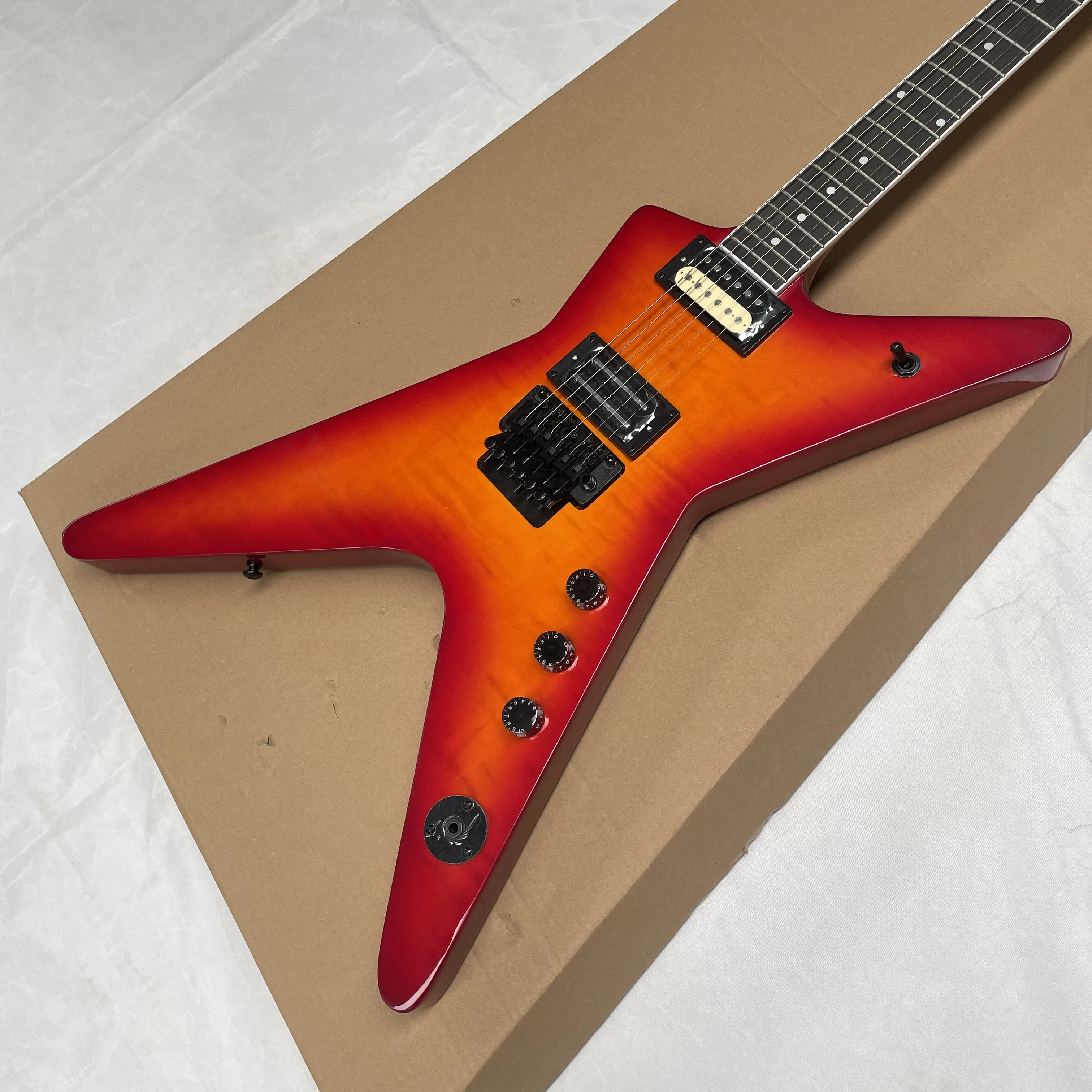

6-string red electric guitar with HH pickups and mahogany body guitars, professional performance electric guitarra