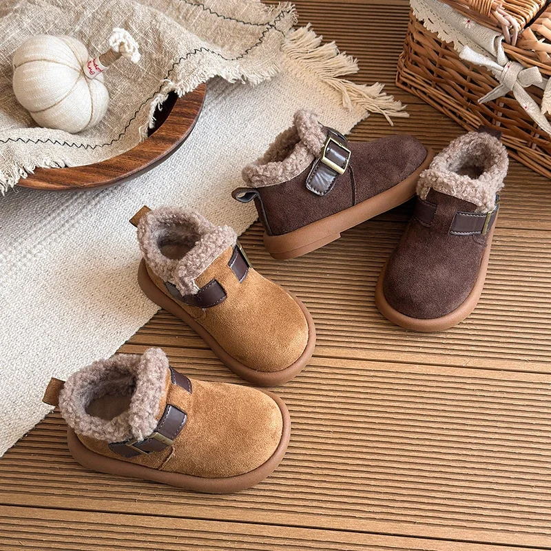 

Children Casual Cotton Shoes for Girls 2025 Winter New Fashion Korean Style Soft Bottom Anti-slippery Versatile Princess Shoes