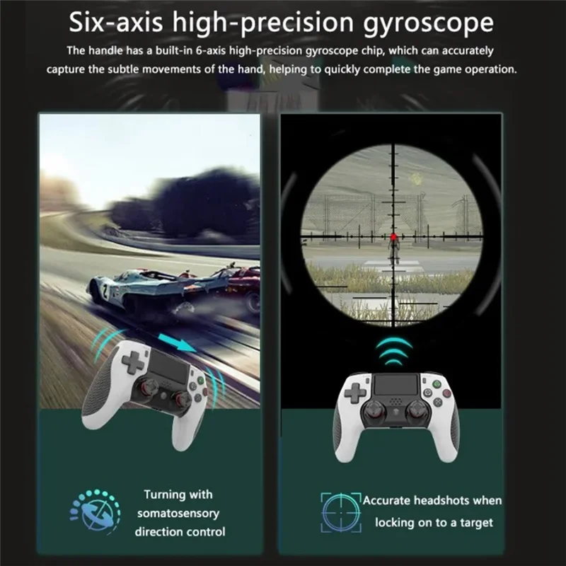 وحدة تحكم ألعاب بلوتوث SB-For PS4، تدعم سلسلة وحدة التحكم PS4، تتميز اهتزاز محرك مزدوج ومستشعر بستة محاور باللون الأسود سهل التركيب
