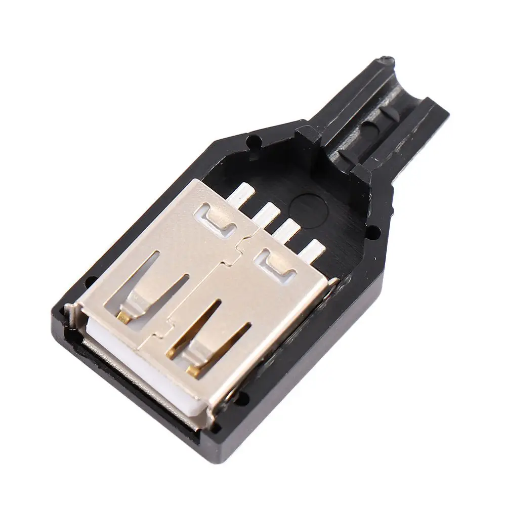 Durable DIY Female 4-Pin USB Plug Socket with Plastic Cover USB Connector USB Adapter