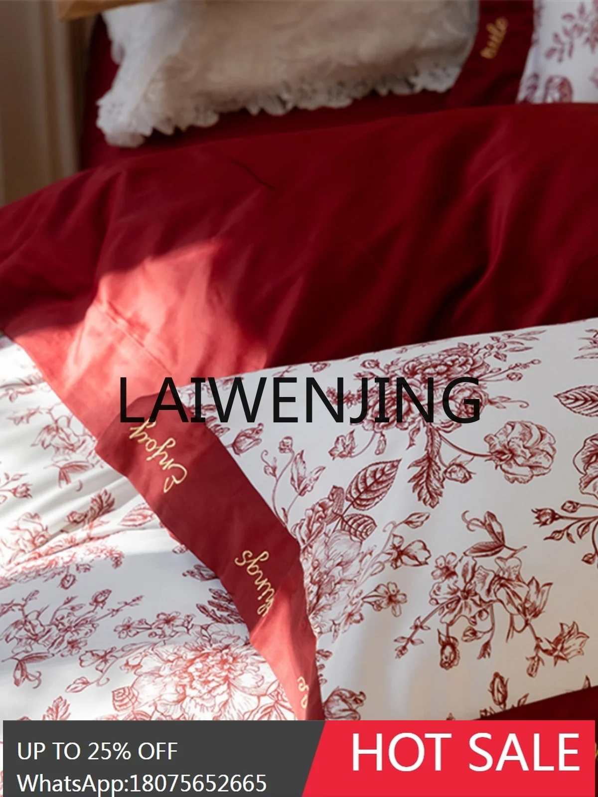 Long-Staple Cotton Four-Piece Cotton 100 Retro French Jacquard Printed Bed Sheet Quilt Cover Bedding