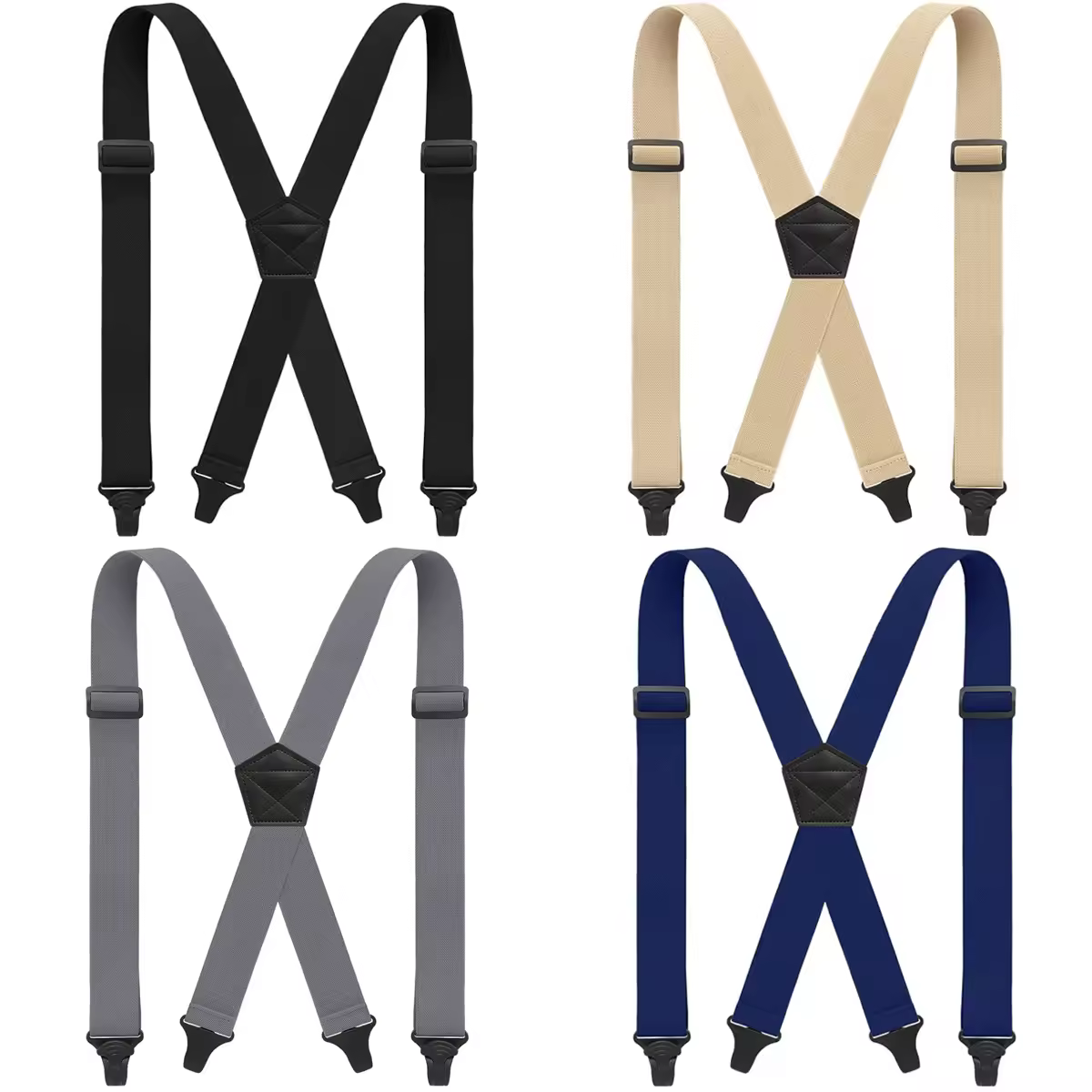 Robuste, große und hohe Hosenträger für Herren für die Arbeit, 3,8 cm/1,5 Zoll X-Back, 4 starke Kunststoffklammern, verstellbare elastische Hosenträger