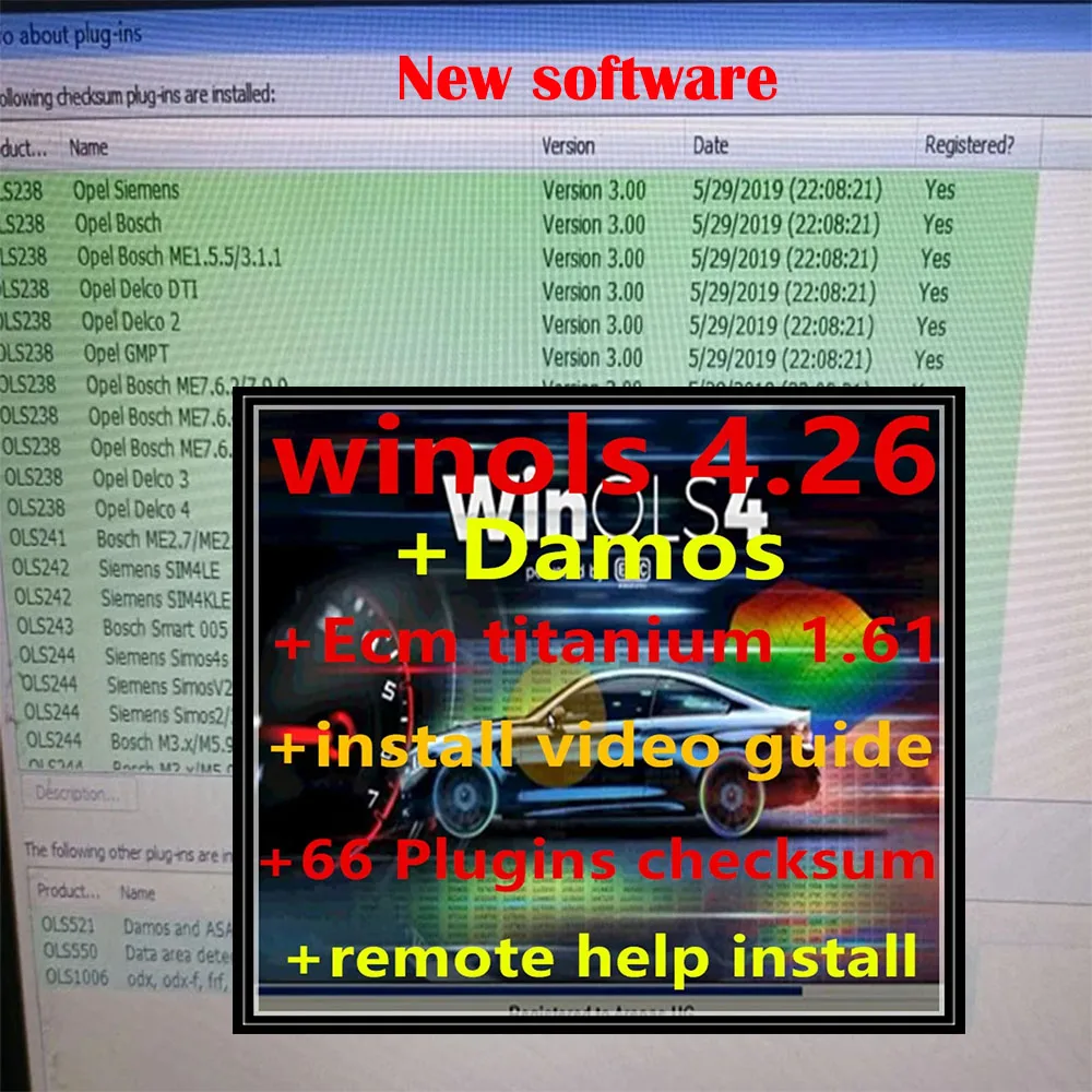 2023 Hot WinOLS 4.26 + Ecm titanium 26100 + 66 Plugins And Checksum WinOLS 4.26 + Damos files + Video + User Manual send cd disk