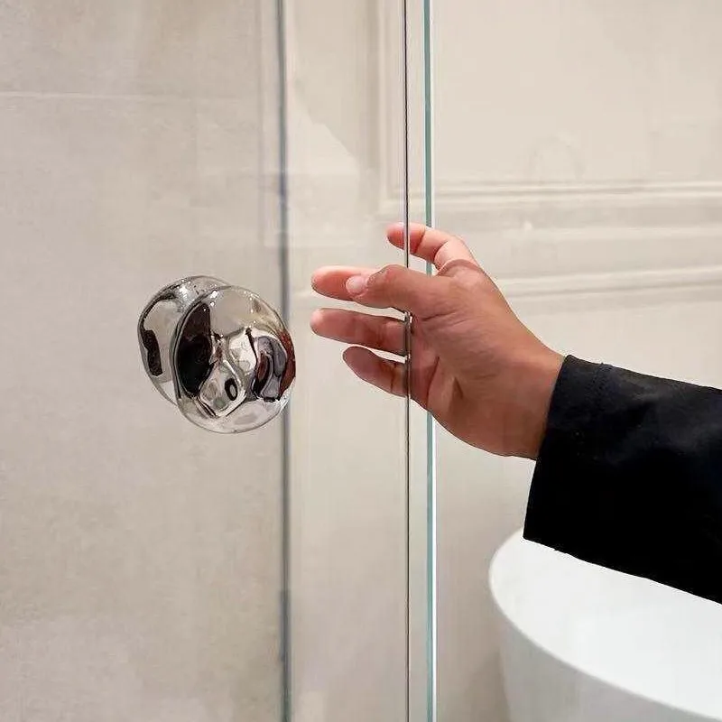 2pcs set Luxury High-end Silver Hammer Texture Glass Door Handle Bathroom Hardware Accessories