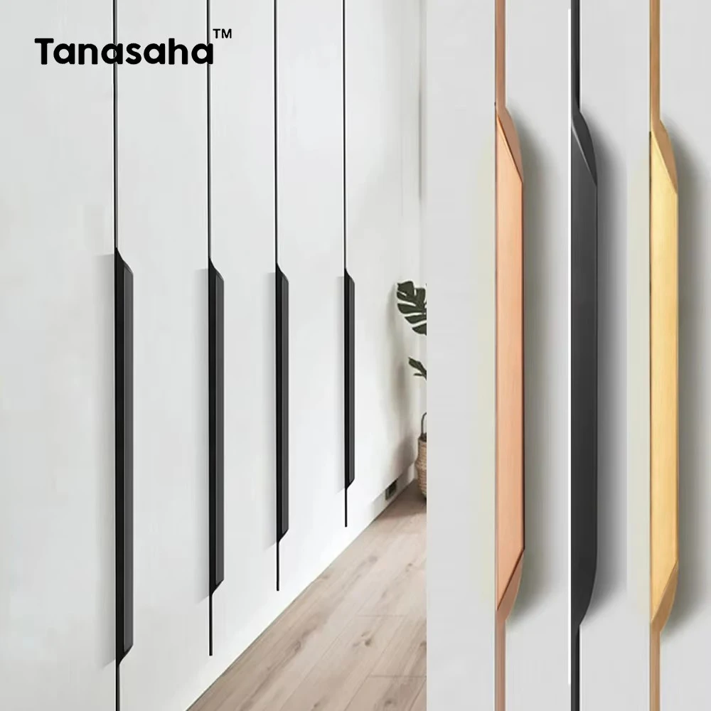 Manijas ocultas, manijas largas para gabinetes de cocina, perillas de cajón de aleación de aluminio, manija de puerta de armario, manijas de armario
