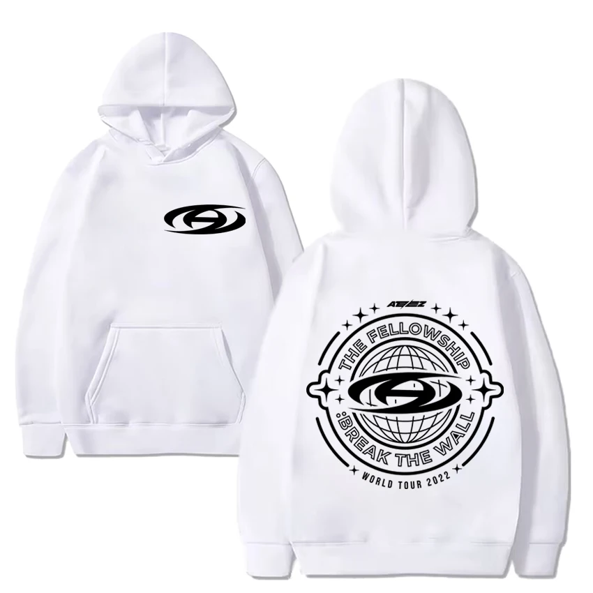 Ateez World Tour Double Sided print Hoodie Men Women hip hop streetwear Fleece Long sleeve hoodies Unisex pullover Sweatshirts