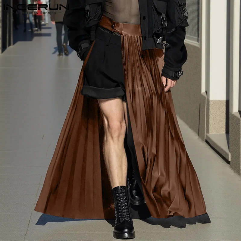 Fashion New Men Trousers INCERUN Deconstruct Pleated Design Skirts Pants Male Casual All-match Solid Color Loose Pantalons S-5XL