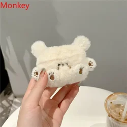 Cute Brown Bear Fur Dog Earphone Cases For Apple Air Pods Pro 2 1 Silicone Soft Plush Headset Cover for Airpods 4 3 Headphones