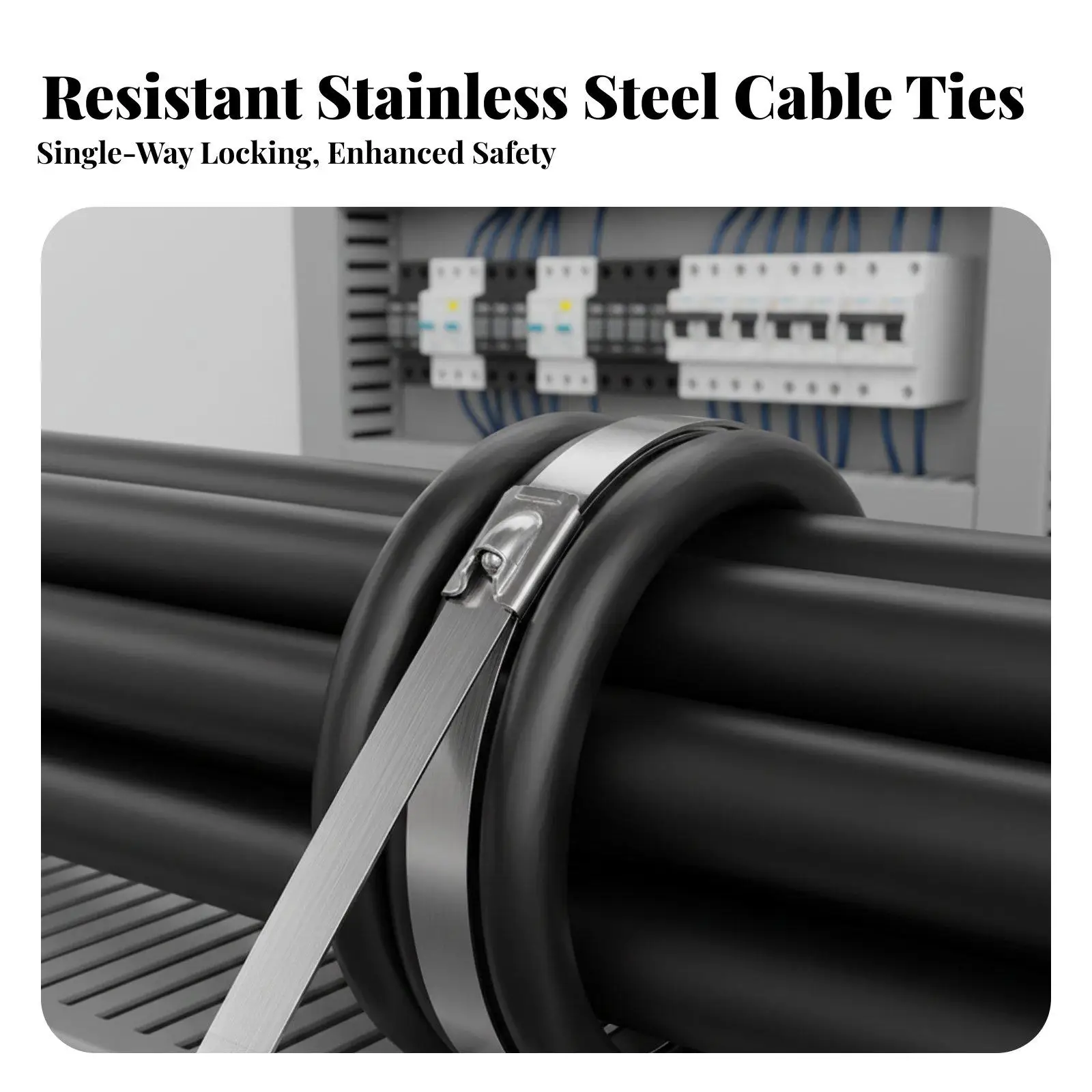 Stainless Steel Cable Tie Self-Locking Steel Zip Tie Rust Resistant Steel-Lock