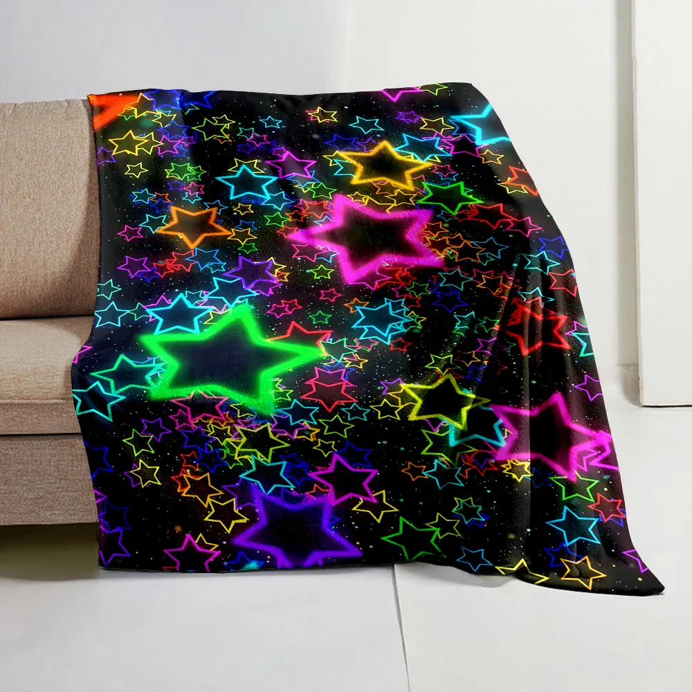 1pc Soft and Warm Colorful Five-pointed Star Catcher Blanket - Perfect for Sofa, Office, Bed, and Camping - Multipurpose Gift fo