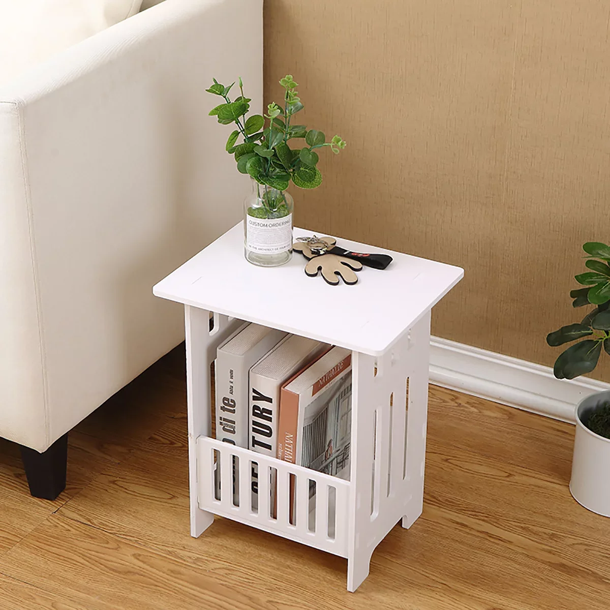 White Modern Bedside Table Bedroom Nightstand End Table Plant Stand Holder Storage Rack Organizer Sofa Table