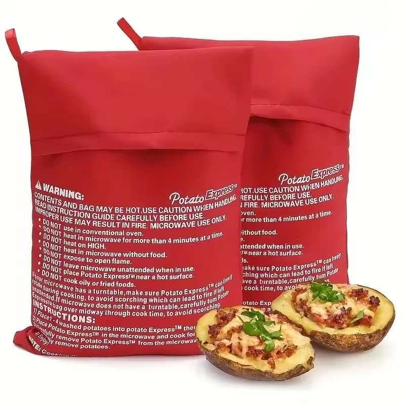 

Reusable Red Microwave Potato Cooker Bag - Bake Perfect Potatoes in 4 Minutes! Kitchen Gadget for Fast & Easy Cooking
