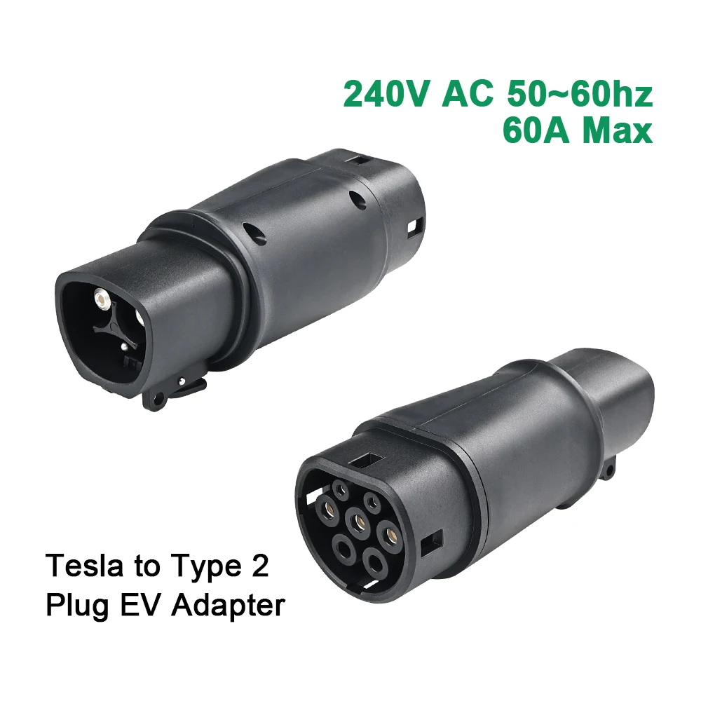 JDMEX Type2 to Tesla 32A 60A  Adapter AC 250V EV Charger Converter Connector for Electric Car