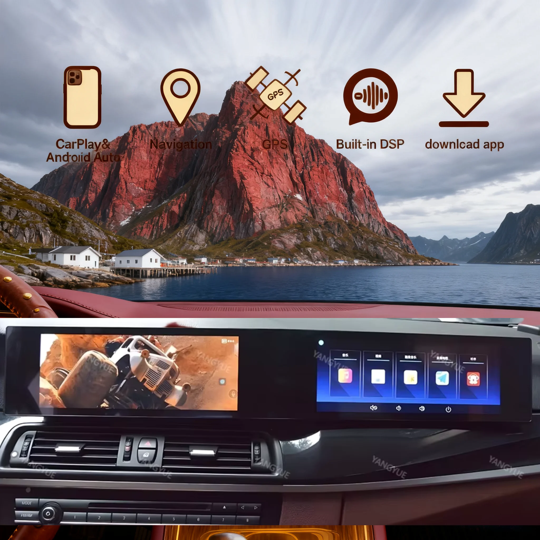 N 24,6-дюймовый QLED-экран Android 14, автомобильный радиоприемник для BMW F10 F11 F07 2011-2017 F15 F16 2014-2018 GPS-мультимедийный стереоплеер, головное устройство