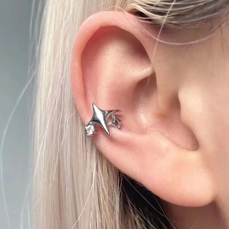 Korean Crystal Clip Earrings For Women Zircon Star Without Hole Jewelry Fake Earrings Single Ear Bone Clip Earings Ear Cuffs image 3