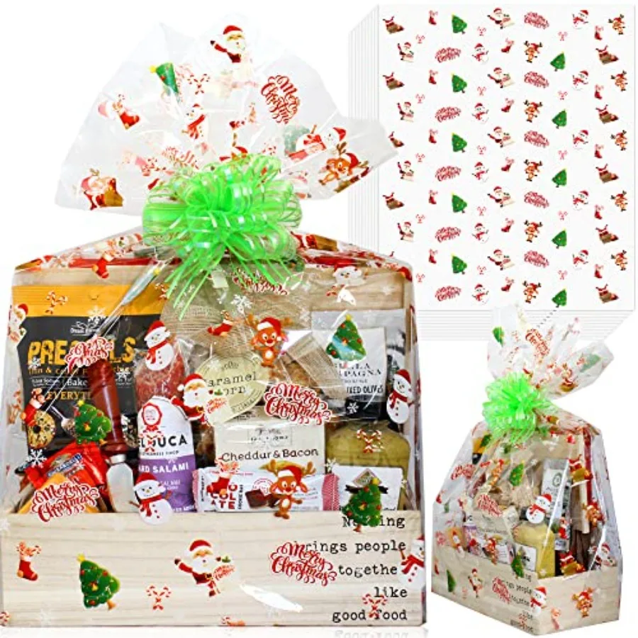 

X-Large Christmas Cellophane Wrap Bags 10 Pcs - 24" X 30", 2.5 Mil Thick Crystal Clear for Gifts, Baskets Wrapping (24Wx30L Inc