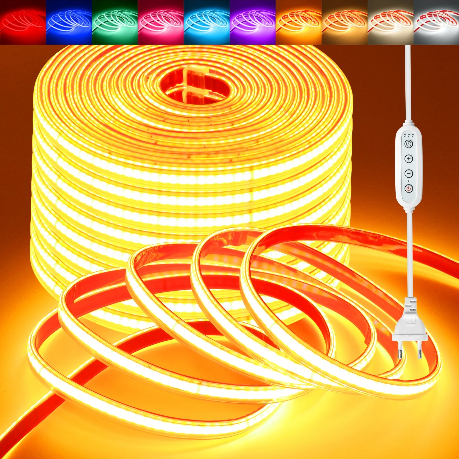 AC 230V COB LED Strip Smart IC Dimmable Lights 240LEDs/M IP65 Waterproof Adhesive Tape 10CM Cuttable Flexible Cabinet Lighting