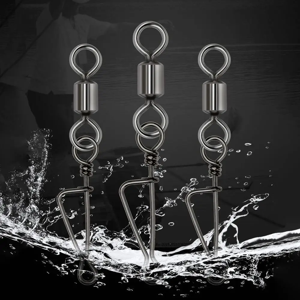 

10pcs With Lock Fishing Rolling Swivel Connect Ring 8-Shape Swivel Rolling Connector Durable Stainless Steel