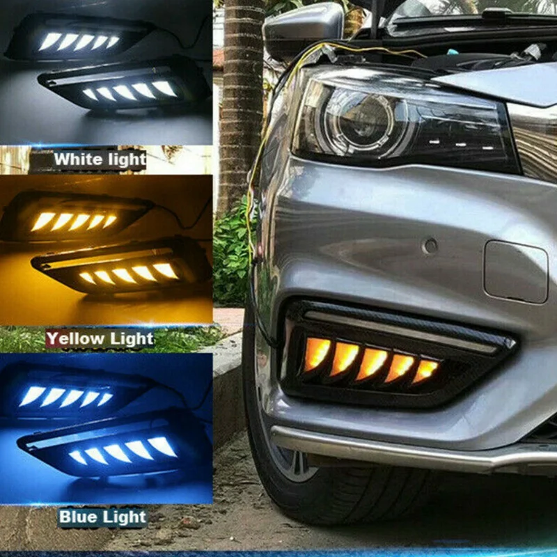 2Pcs Three Functions Car LED Daytime Running Lights Fog Lamp for MG6 2017-2018