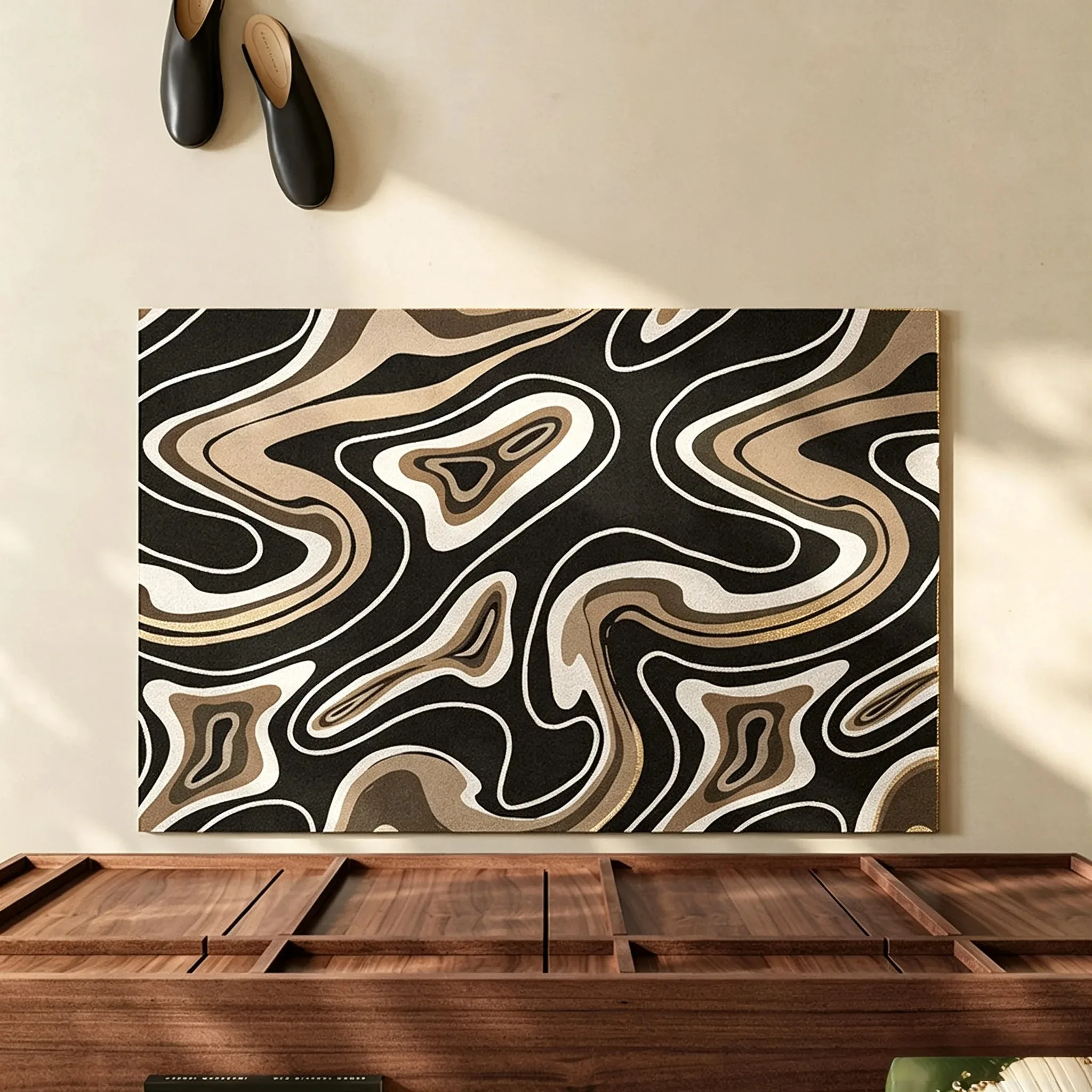 Anti-slip Modern Zebra Stripe PVC Coil Doormat, Dirt Trapping Shoe Scraper Entrance Rug Entryway Decor Floor Mat
