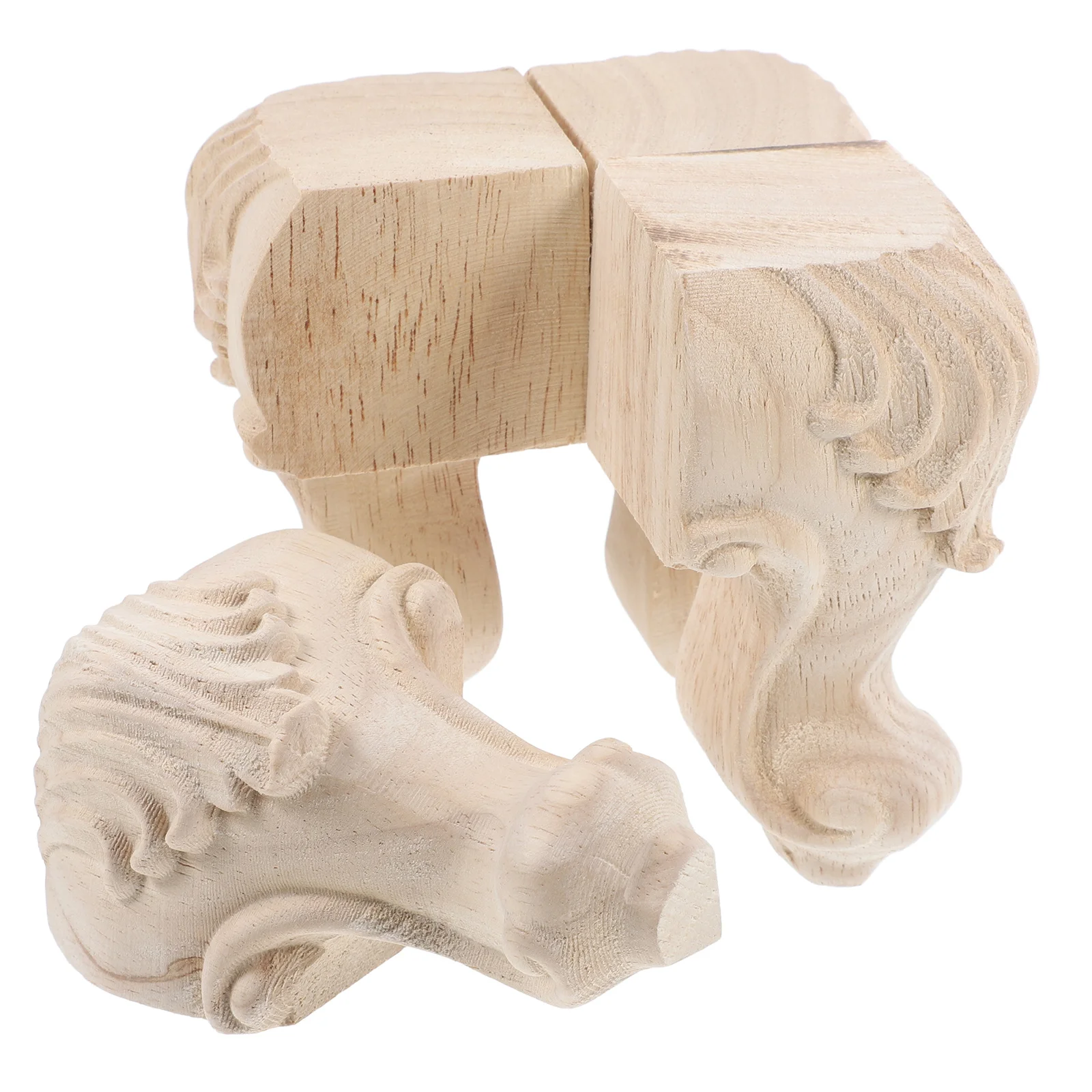 

4 Pcs Table Legs Solid Wood Base niture Replacement Couch European Feet Bedside Dresser Style Diy Khaki Wooden Cabinet