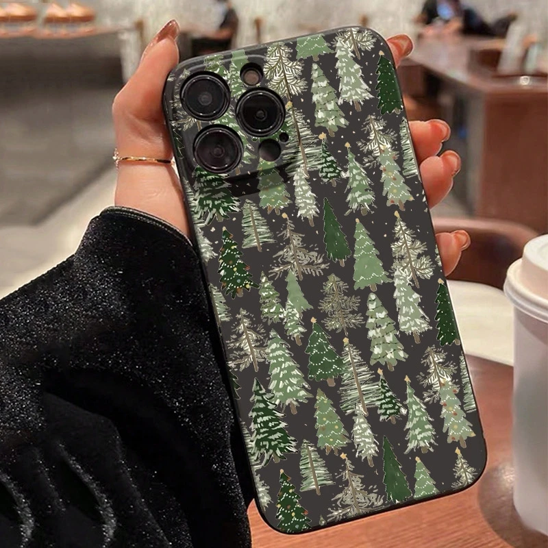 

Green Christmas Tree Print Phone Case For Realme GT 7 Pro 6 6T 5G 12 11 10 Pro Plus 14X 9 9i 8 Shockproof Candy Soft Matte Cover