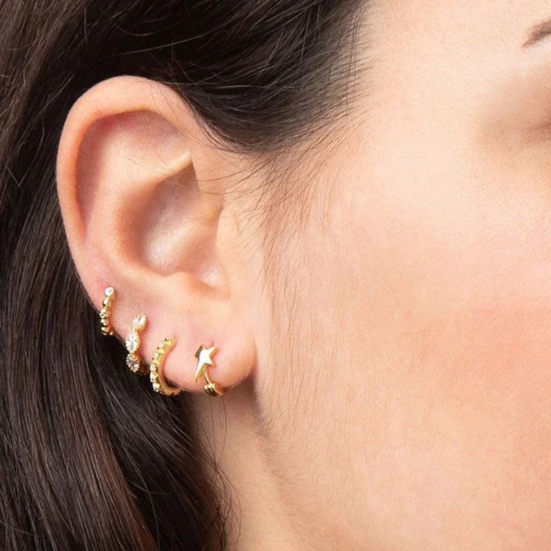 YUXINTOME 925 Sterling Silver Ear Needle Hoop Earrings Oval Colorful Zircon Earrings CZ 2022 Rock Punk Jewelry For European