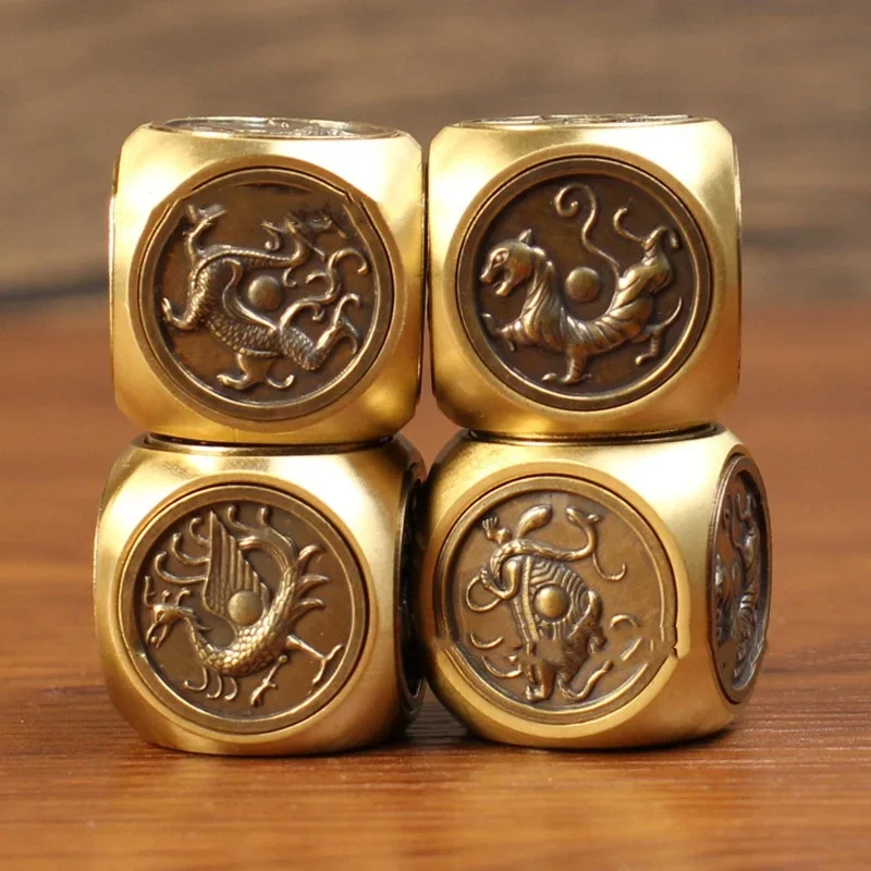 Lucky Rotatable Copper Coin Dice Feng Shui Bagua Five Emperors Money Fortune Wealth Talisman Amulet Decompression Decor Crafts