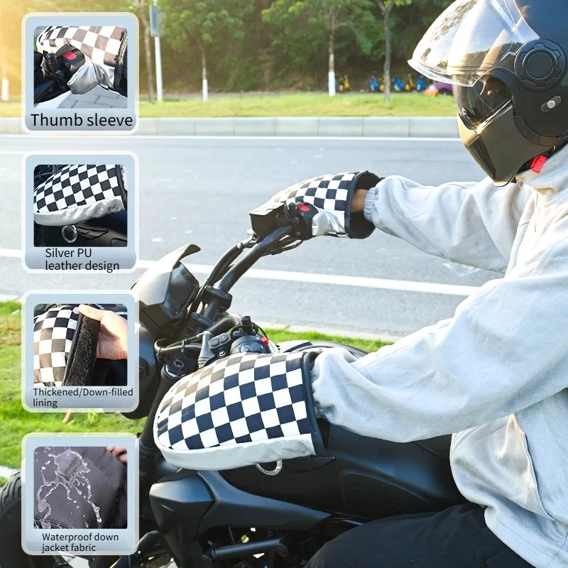 FOR HONDA Forza350 Motorcycle  Mitts Winter Warm Waterproof  Handle Gloves Fleece Lined Moto Hand Protector