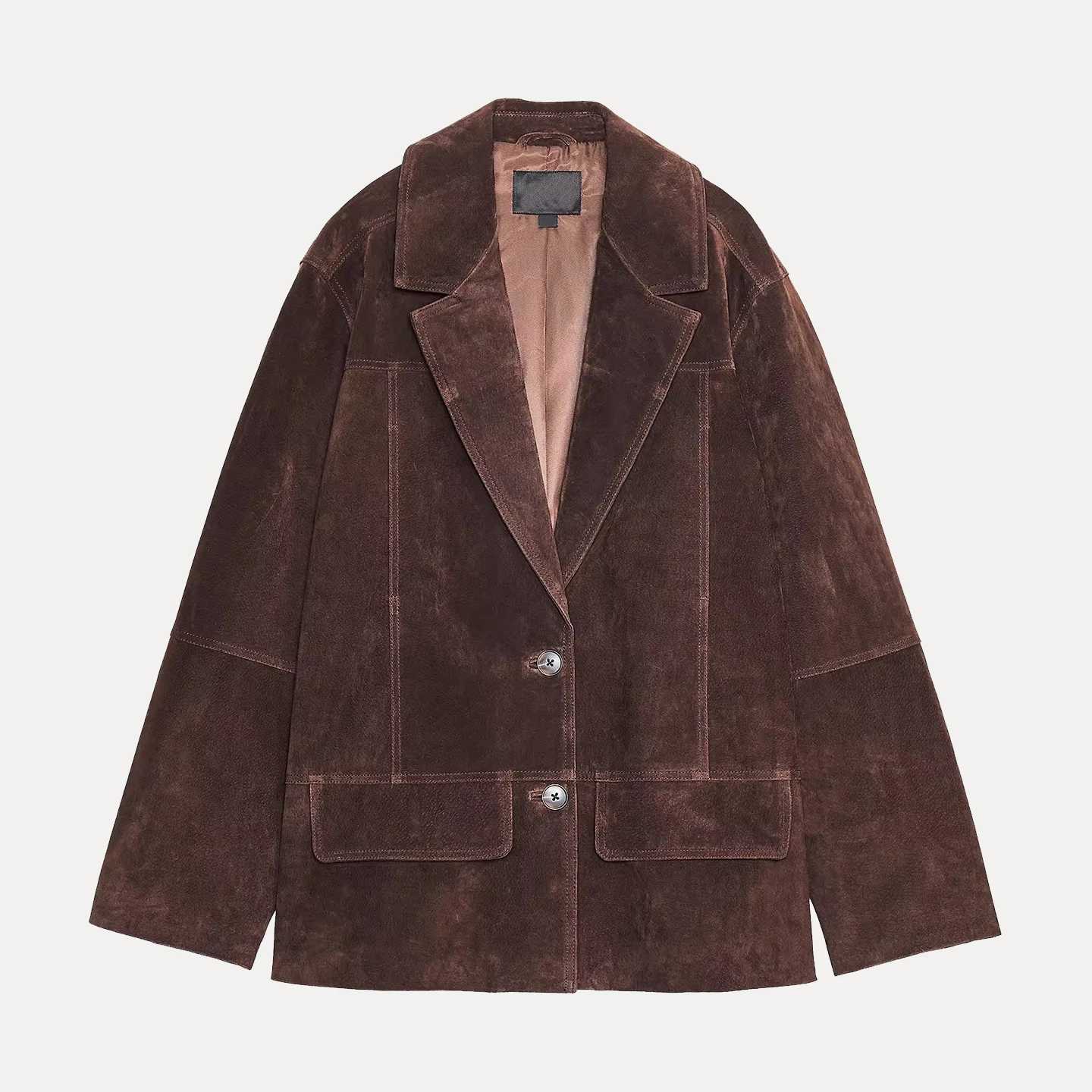 Abito in pelle scamosciata sintetica in pelle allentata Jaet per donna Casual Sle Long Chiusura con bottoni in pelle PU Or Capispalla