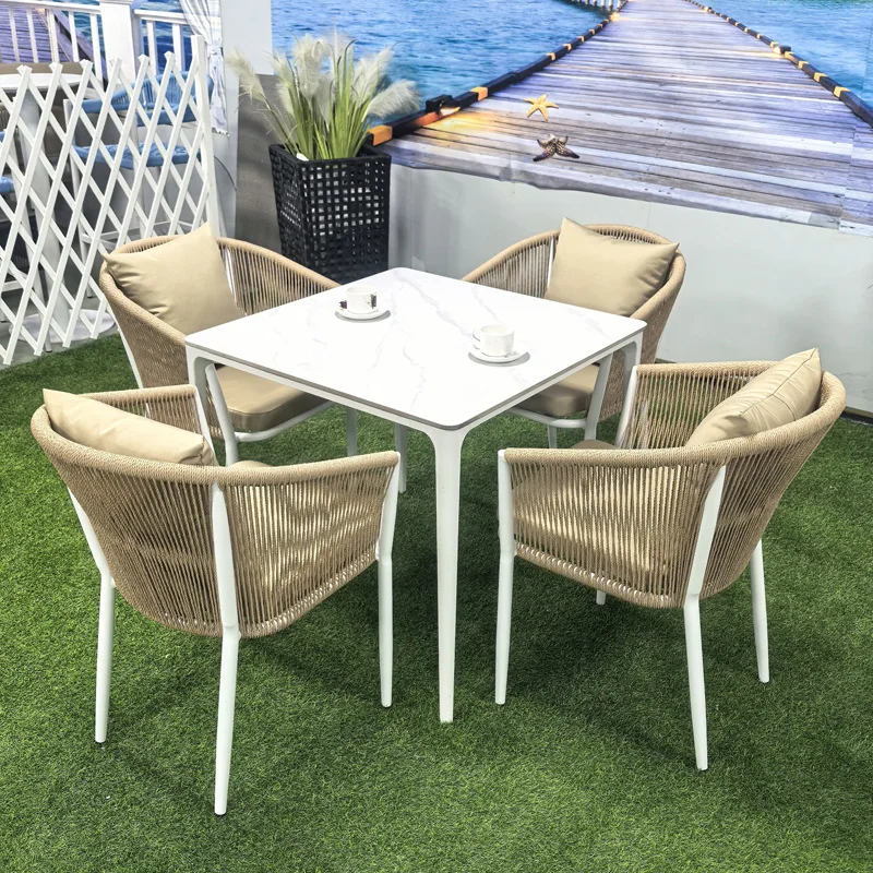 Compact Aluminum Balcony Coffee Table - Moisture-Proof UV-Resistant for Small Outdoor Areas