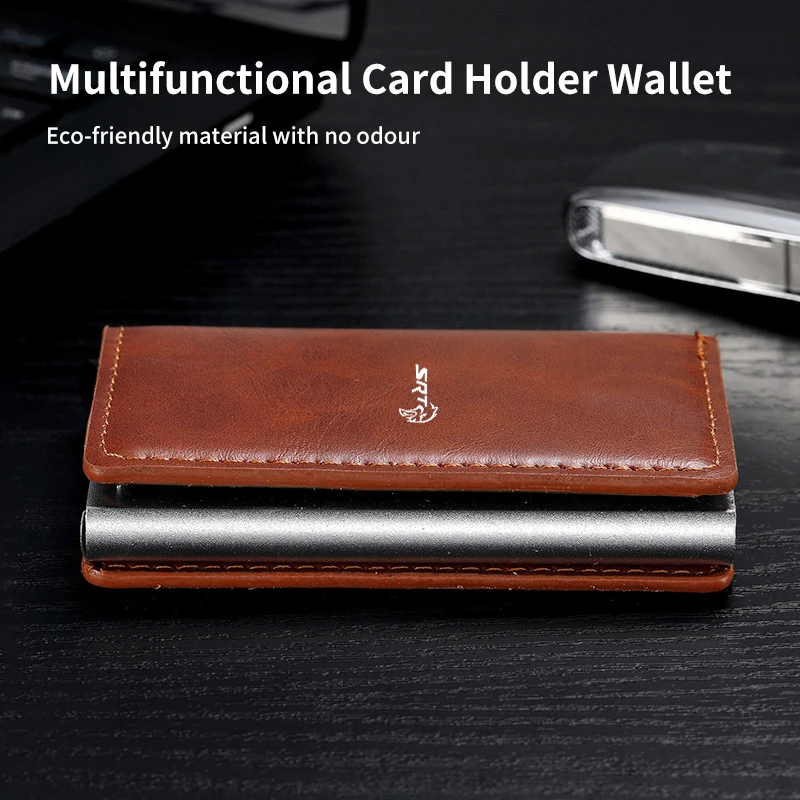 Car Accessories ID Card Pop-up Leather Alloy Wallet For Dodge SRT Journey Charger Challenger Caliber Nitro Durango Avenger Dart