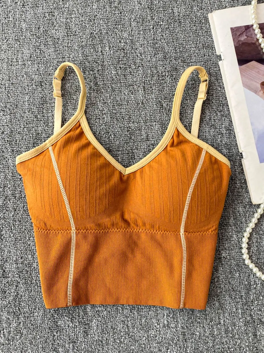 Foamlina séduisante Sexy grand licou col en v rembourré gilet femmes été mince intérieur vêtements chauds haut court mode Camis réservoirs