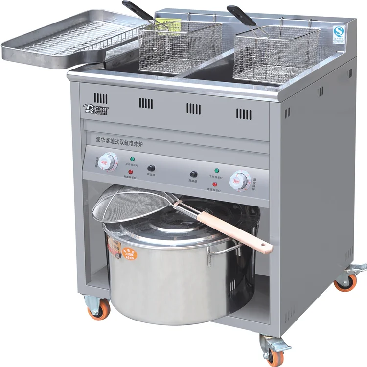 

Restaurant Equipment Commercial Electric Fry Heating Fast Large Capacity Double Tanks Deep Fryer For Potato Chips