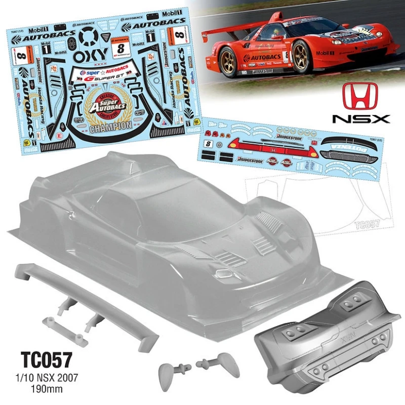 TC057 1/10 هوندا NSX 2007 RC الانجراف الجسم 190 مللي متر ث/الجناح الخلفي + المرايا وملصق ورقة لاصقة #3