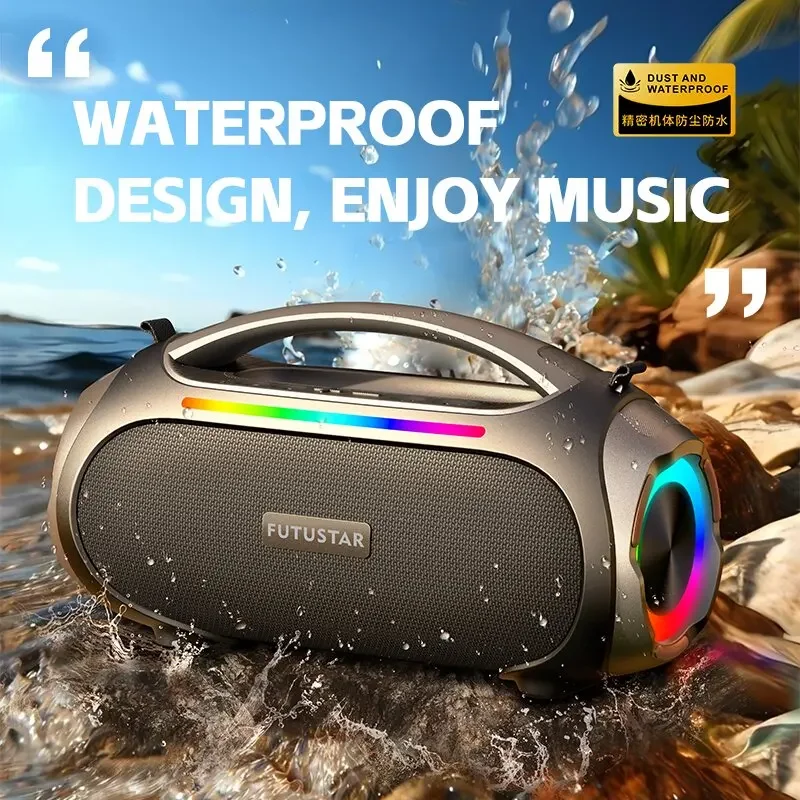 مكبرات صوت كبيرة RGB مقاومة للماء ، صندوق حفلات ، ستيريو موسيقى HIFI ، مضخم صوت لاسلكي ، مكبر صوت بلوتوث مع مقبض ، تخييم خارجي
