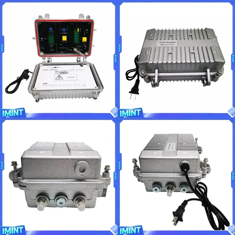 Outdoor 2 Way 38dB High Gain Output Bidirectional Cable TV CATV Trunk Line Distribution Signal Amplifier with AGC Function