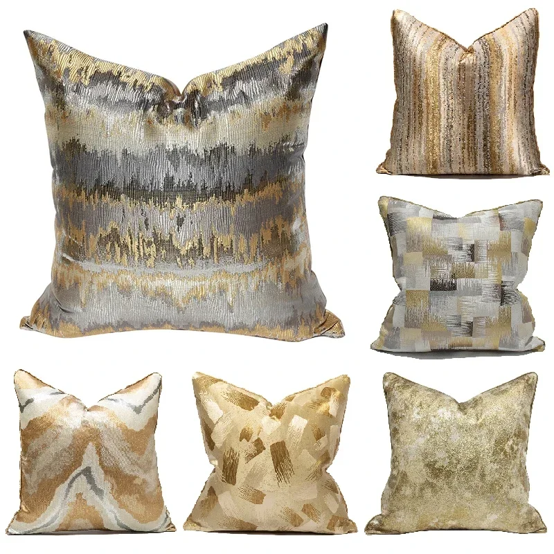 Lüks Altın Kanepe minder örtüsü Oturma Odası için Modern Gri Atmak Yastık Kılıfı Euro Dekorasyon için 20x20 Dikdörtgen Yastık Örtüsü