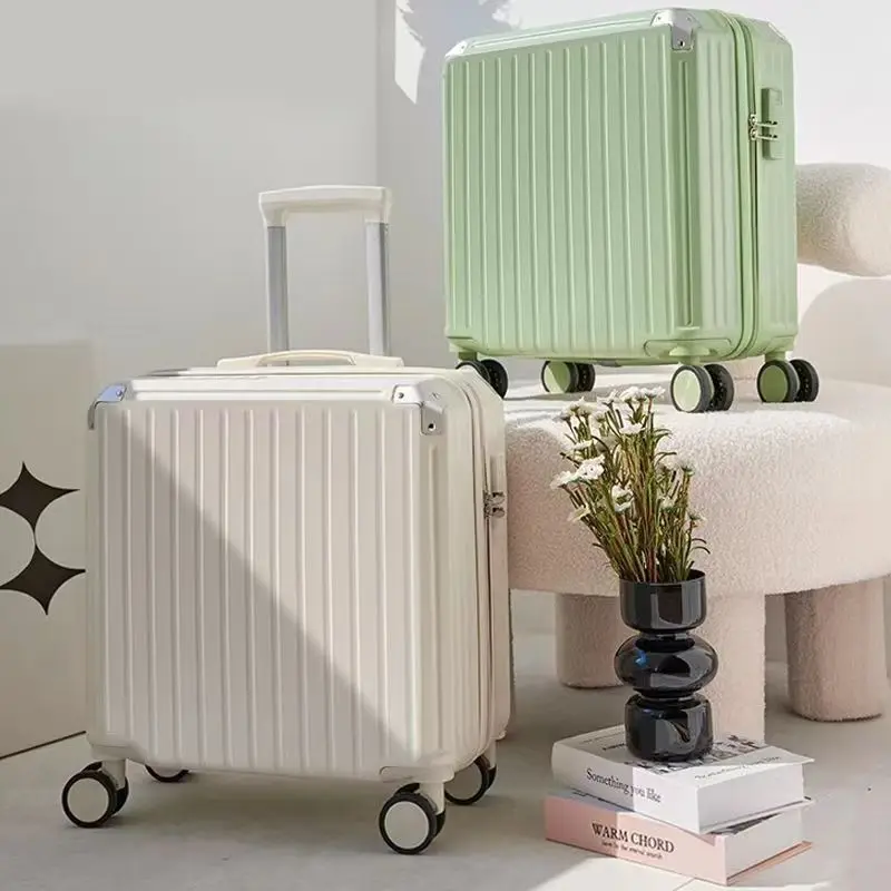 Valise de cabine portable pour femme, valise à roulettes silencieuse, petite valise à main, 18 pouces, nouveau modèle, 2023