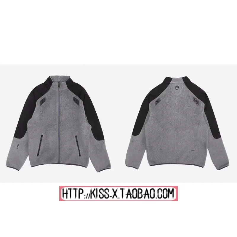 

2026 Spring Drake Collaborative Warm Fce Lined Patchwork Stand Collar Couple Jaet Outerwear Loose Fit European Sle