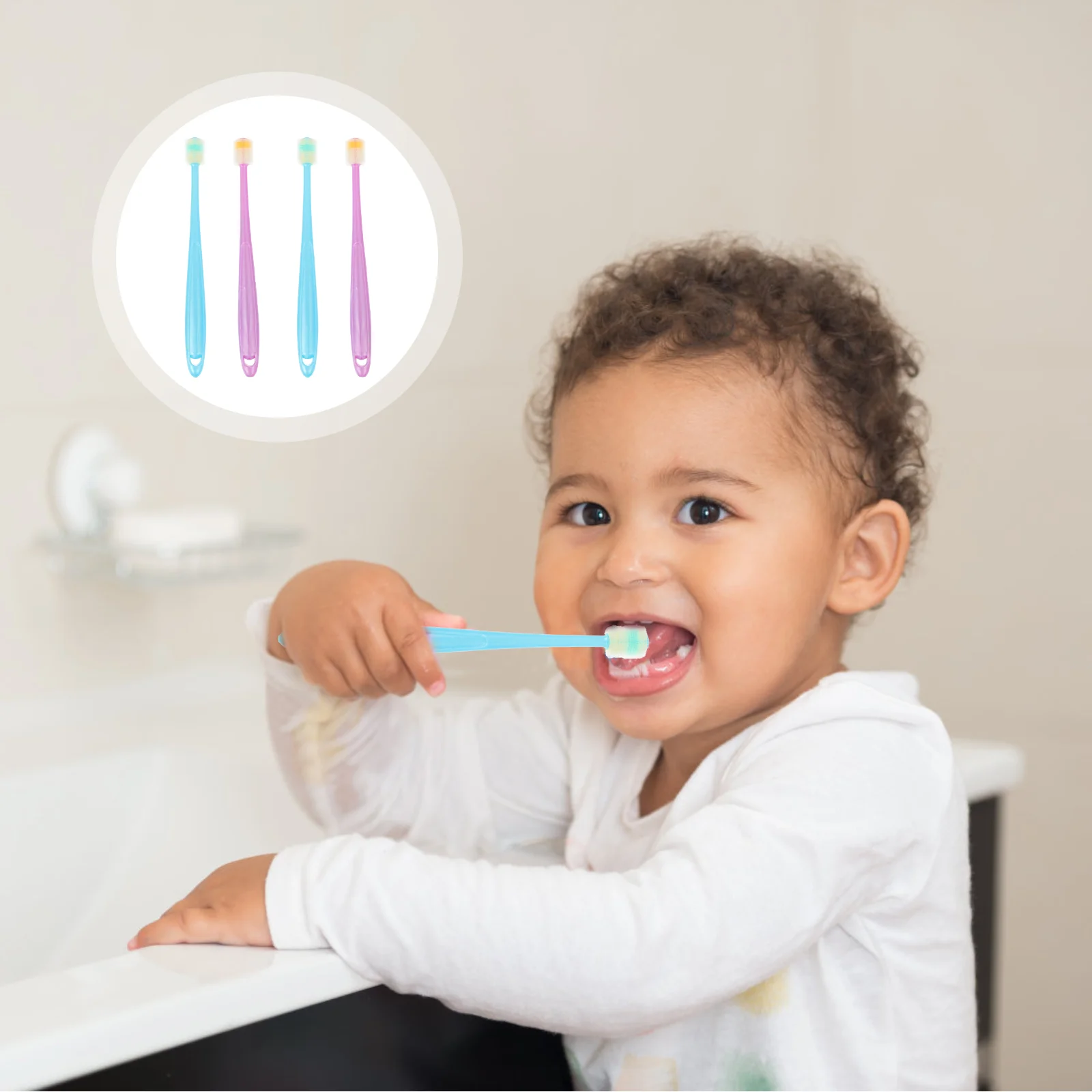 4 pçs cuidados escova de dentes do bebê criança criança escovas de dentes extra macio meninas lidar com pp silicone goma protetor infantil