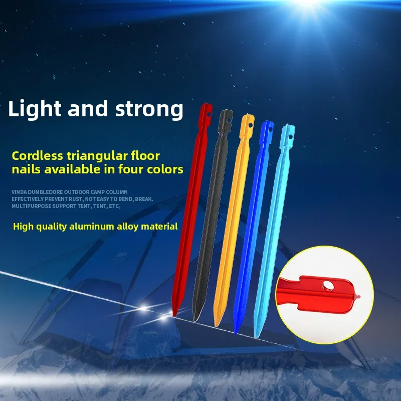 8PCS 23cm V Shape Aluminum Alloy Tent Stakes Lightweight Triangle Camping Ground Peg Reinforced Tent Accessories No Rope
